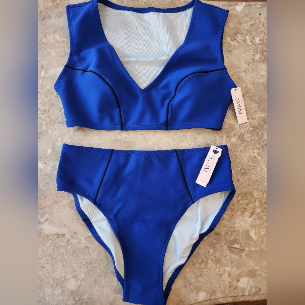 M/M VS Swim Sport Mid Rise Bikini Set Tropical Island Getaway